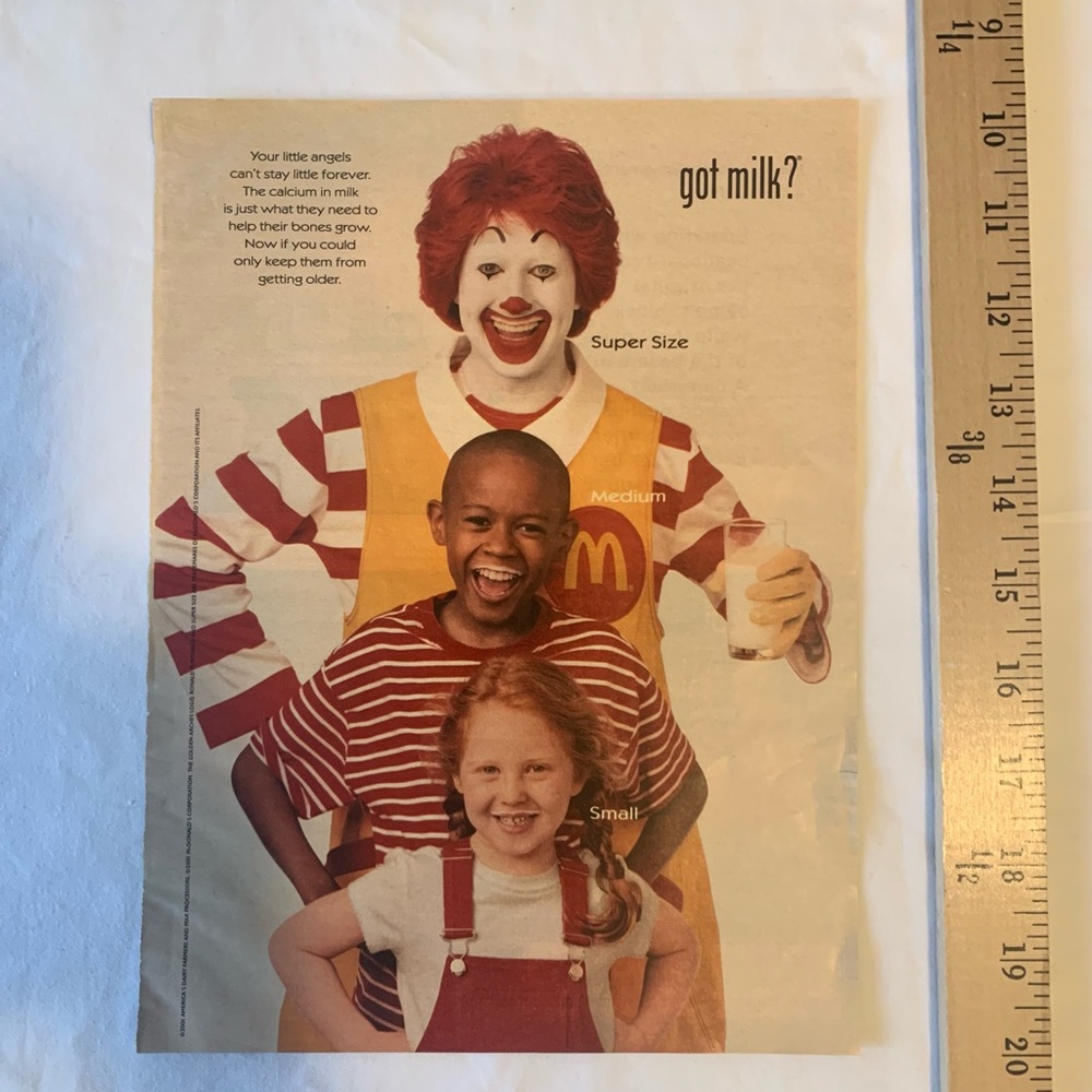 Ronald MacDonald Got Milk 2001 Magazine Ad